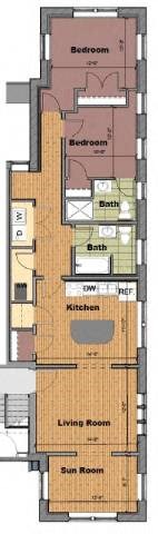 Floor plan for 2 beds, 2 baths, 1080 sqft